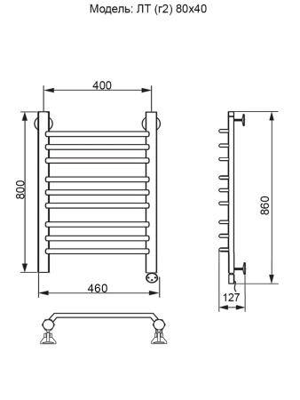 полотенцесушитель электрический ника trapezium лт (г2) 80/40 правый тэн, цвет хром