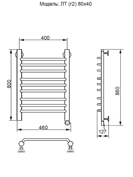 полотенцесушитель электрический ника trapezium лт (г2) 80/40 правый тэн, цвет хром