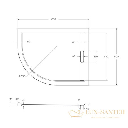 экран для поддона из искусственного мрамора cezares tray-as-rh-100/80-100-scr-r, белый