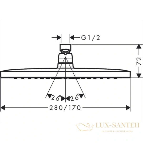 верхний душ hansgrohe croma e 280 1jet 26257000 хром