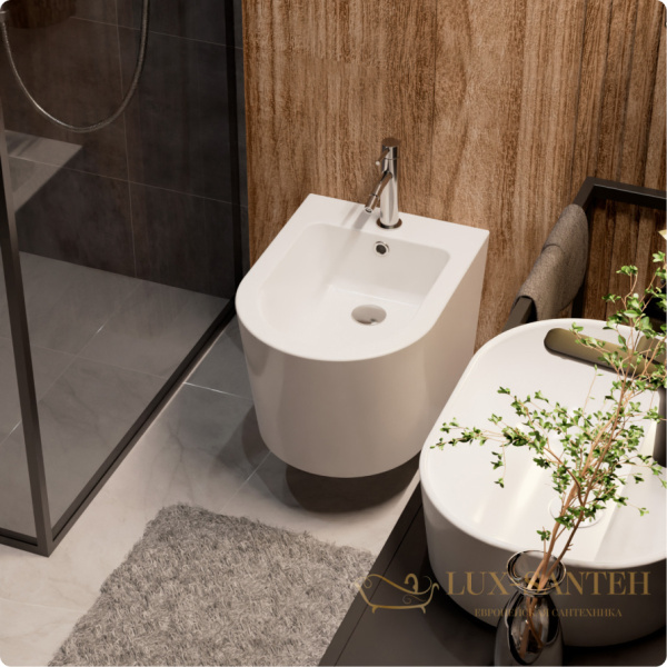 биде подвесное aquame aqm2101, с 1 отверстием под смеситель, белый глянцевый