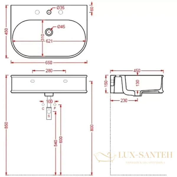 раковина artceram atelier atl003 17 00 *1 65x45 см, черный матовый