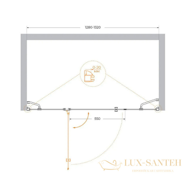 душевая дверь cezares verona verona-w-b-13-30+60/40-p-cr-l 130 см l профиль хром, стекло рифленое
