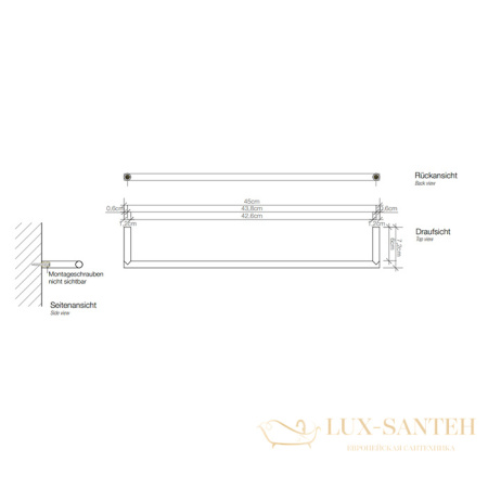 полотенцедержатель 450 мм, decor walther mikado hte45, 0520820, золото