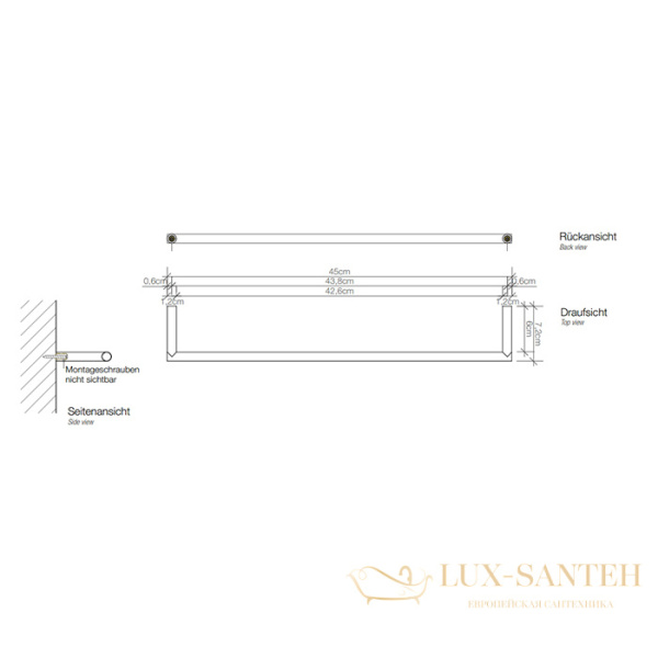 полотенцедержатель 450 мм, decor walther mikado hte45, 0520800, хром