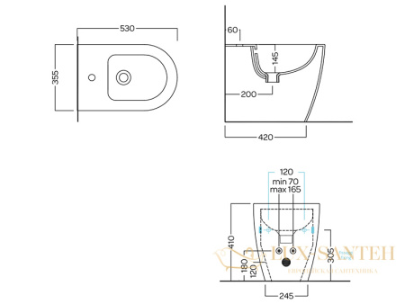 биде напольное hatria futura y9b701, 35.5х53 см, с креплениями в комплекте, белый глянцевый