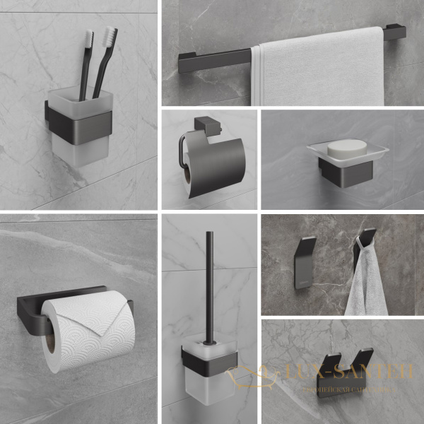 держатель для туалетной бумаги lemark smooth line 9726012 с крышкой, графит