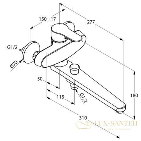 смеситель kludi objekta 324910575 для ванны, хром