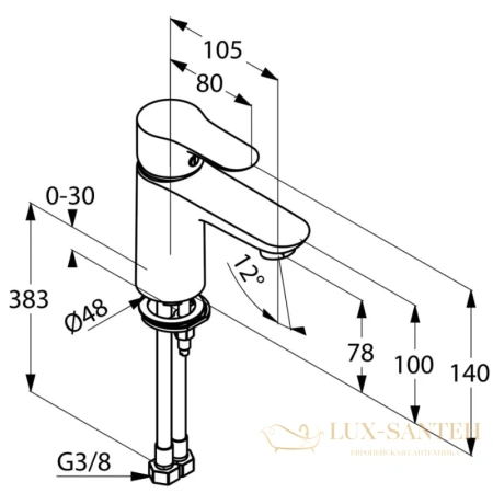 смеситель для раковины kludi objekta 321260575 без донного клапана, хром