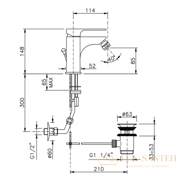 смеситель для раковины, nicolazzi jungfrau, 3103cr64, с донным клапаном, хром