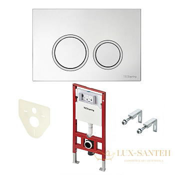 инсталляция tece, tecespring r, s401101, в комплекте с панелью смыва хром глянцевый, звукоизолирующей прокладкой и креплением