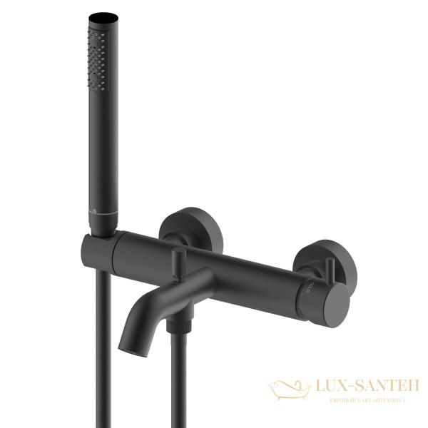 смеситель для ванны bossini teo, z00723.073, с душевым комплектом, черный матовый
