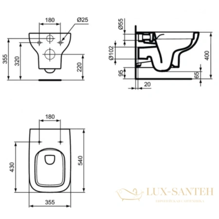 подвесной безободковый унитаз ideal standard i.life a t471701, белый