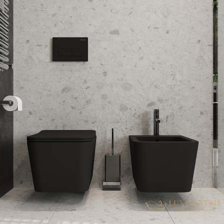унитаз подвесной aqueduto macio, mac0110, 520*370 безободковый, сиденье с микролифтом, черный матовый