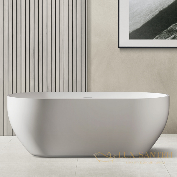 ванна свободностоящая из искусственного камня abber stein as9613-1.7, 170х75х55h см, белый матовый 