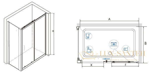 душевой уголок rgw classic 32094891-011 cl-48 110x90, профиль хром, стекло прозрачное