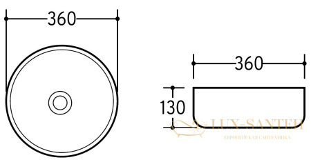 раковина накладная charus teolo 700-011w, 360*360*130 мм, белый глянцевый