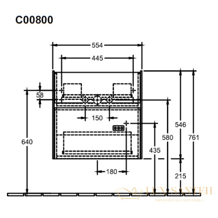 тумба под раковину villeroy & boch collaro c00800vk 600х470 мм, бежевый