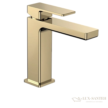 смеситель для раковины aquame savona aqm6810gg, без донного клапана, золото