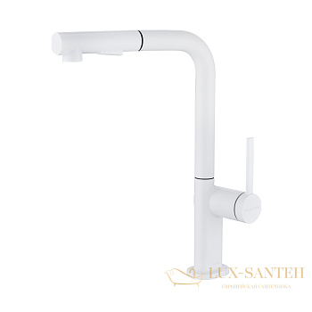 смеситель для кухни с выдвижным изливом paulmark neo ne214419-431, белый матовый