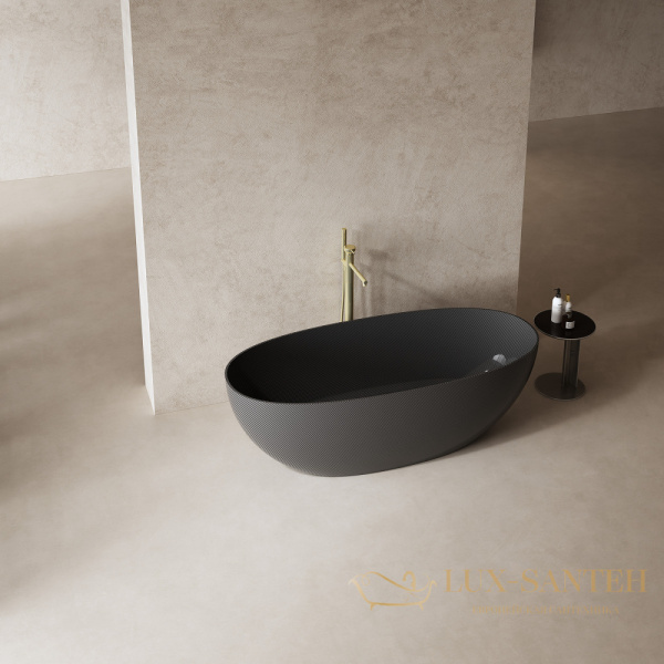 ванна свободностоящая из карбона abber karbon ak9002-1.8, 180х85х52h см, черный глянцевый