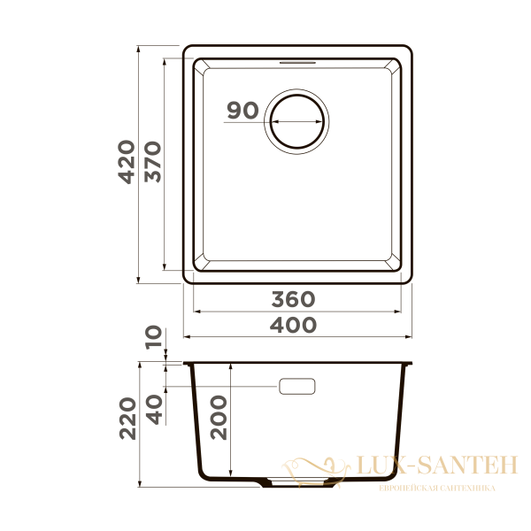 кухонная мойка omoikiri kata 40-u-be artgranit х ваниль, 4993394