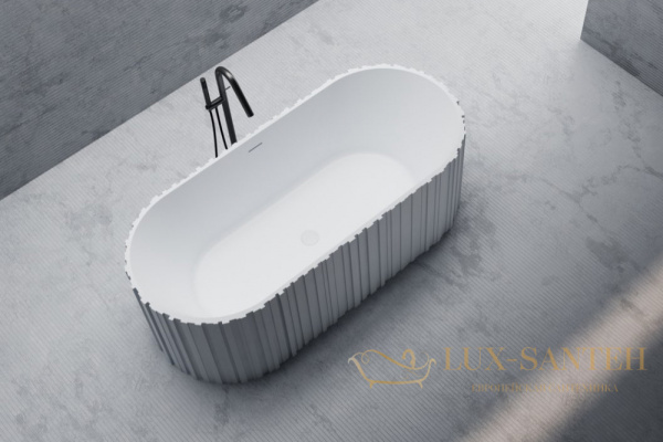 ванна свободностоящая из искусственного камня abber stein as9653, 170х75х55h см, белый матовый 