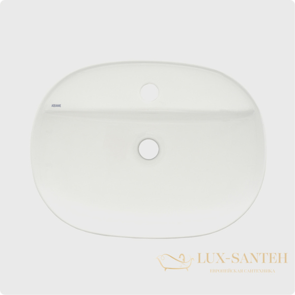 раковина накладная aquame aqm5002, 505*385 мм, 1 отверстие под смеситель, белый глянцевый