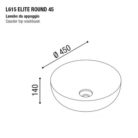 раковина накладная aet elite round.d.45 см., без отверстия под смеситель, цвет черный матовый с эффектом мрамора l615t0r0v0483