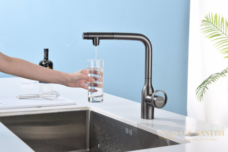 смеситель для кухни под фильтр с выдвижным изливом paulmark urban ur213104-b, беретта в