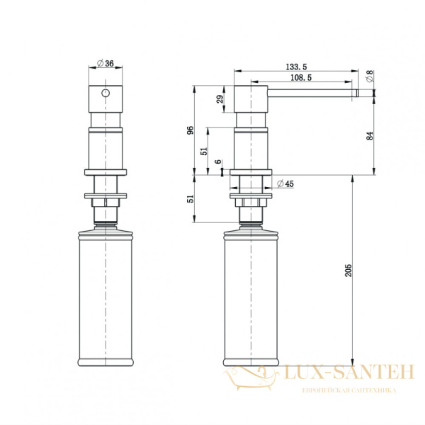 дозатор для жидкого мыла встраиваемый milacio mcu.935.wh, белый матовый