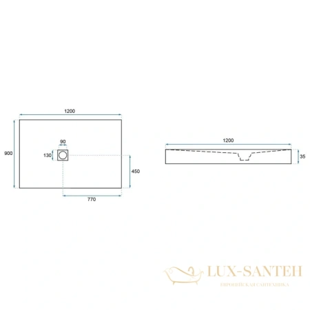 душевой поддон rea stone rea-k9603 из литого мрамора 120х90 см, черный