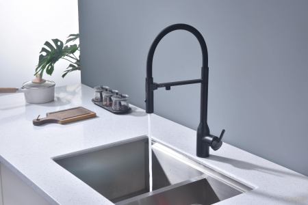 смеситель для кухни под фильтр с гибким изливом paulmark magneto one ma213188-an, антрацит