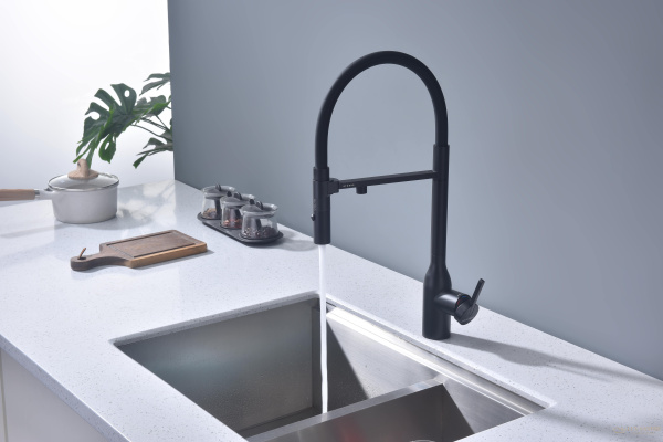 смеситель для кухни под фильтр с гибким изливом paulmark magneto one ma213188-an, антрацит