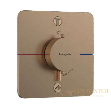 термостат для душа встраиваемый hansgrohe showerselect comfort q, 15583140, на 2 выхода, бронза шлифованная