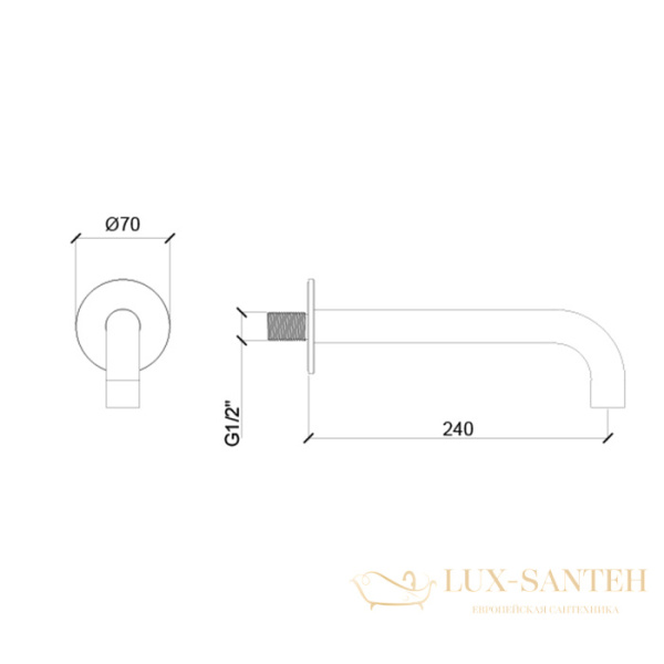 излив для ванны 240 мм, almar waterfalls e098007.mb, черный матовый
