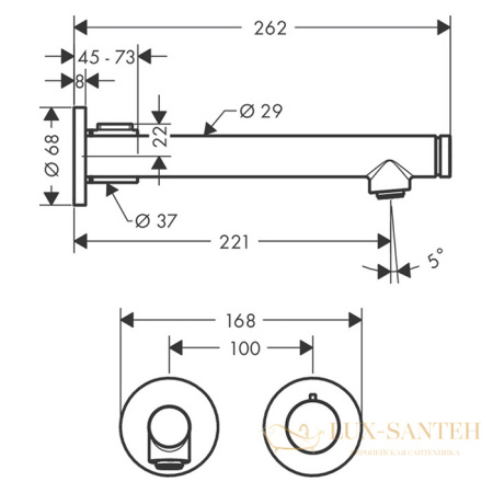 смеситель встраиваемый для раковины, axor uno, 45113000, электронный, питание от сети (внешняя часть), хром
