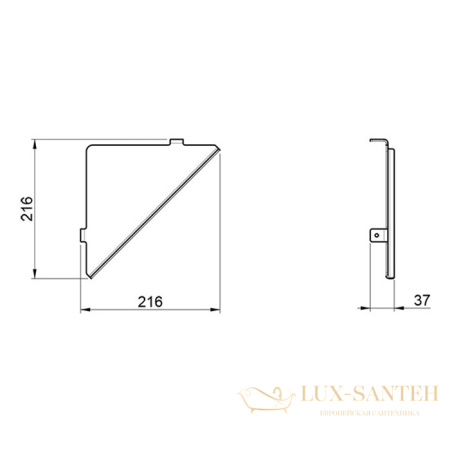 полка угловая для душа 216х216 мм, almar e300002.hb316, латунь брашированная pvd
