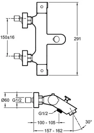 смеситель с термостатом для ванны jacob delafon brive e24335-cp