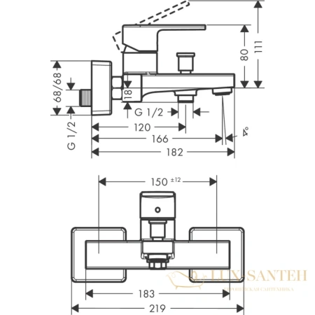смеситель для ванны однорычажный hansgrohe vernis shape вм 71450670 черный матовый