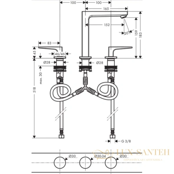 смеситель для раковины hansgrohe metropol 74515000, хром