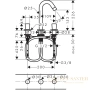 смеситель для раковины на 3 отверстия hansgrohe logis 71133000 со сливным гарнитуром, хром