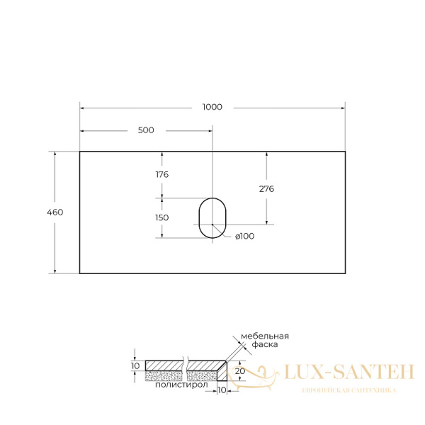столешница под раковину belbagno kep-100-mno-w0 100 см, marmo nero opaco