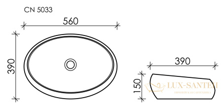 умывальник чаша накладная овальная белый, ceramica nova element 560*390*150мм cn5033