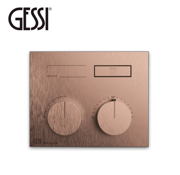 термостатический смеситель gessi hi-fi compact 63002.708 для душа, медь шлифованная