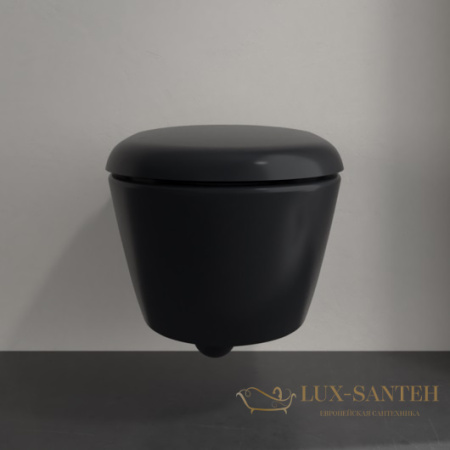 унитаз подвесной villeroy&boch antao 4674t0r7 pure black ceramicplus, безободковый, торнадо, черный матовый