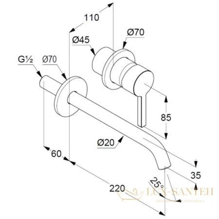 смеситель для раковины kludi nova fonte pura 202450515 без донного клапана, хром