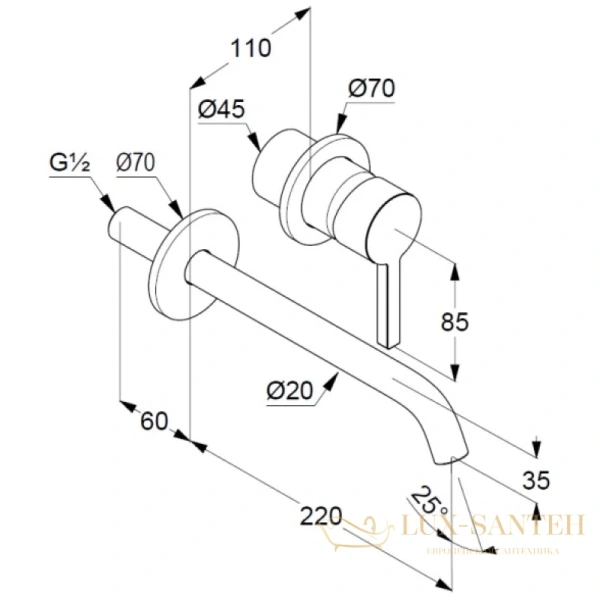 смеситель для раковины kludi nova fonte pura 202453915 без донного клапана, черный матовый