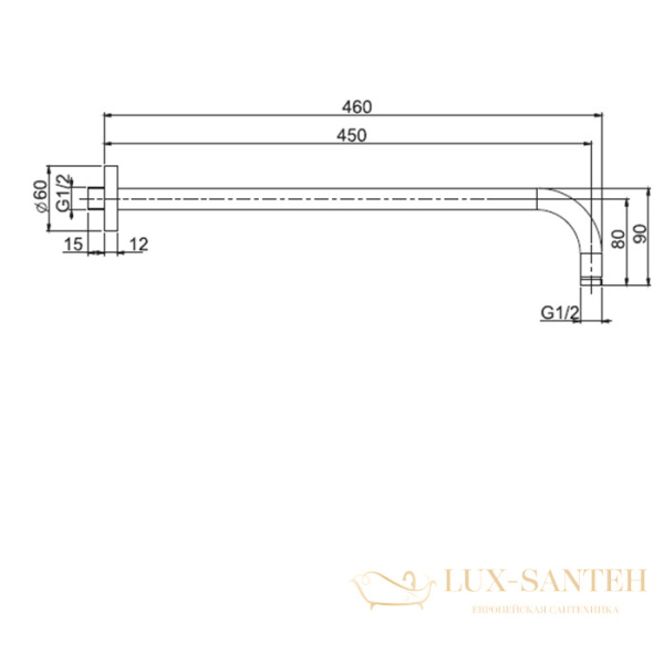 держатель верхнего душа 450 мм, fima carlo frattini showerhead f2138cr.45, хром