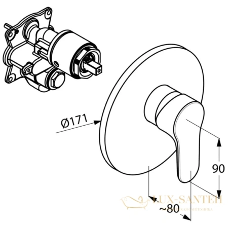 смеситель kludi objekta 326550575 для душа, хром
